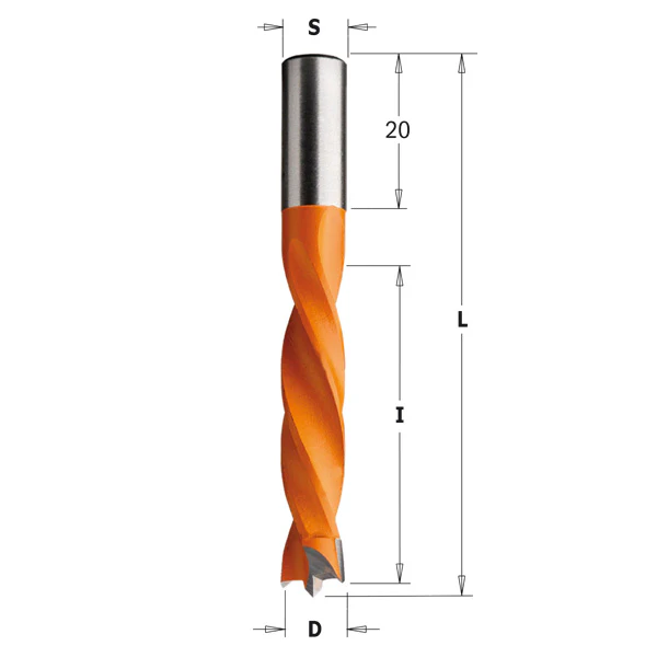 CMT 307.060.12 DOWEL DRILL HW S=8X20 D= 6 X40X67 LH - Image 3